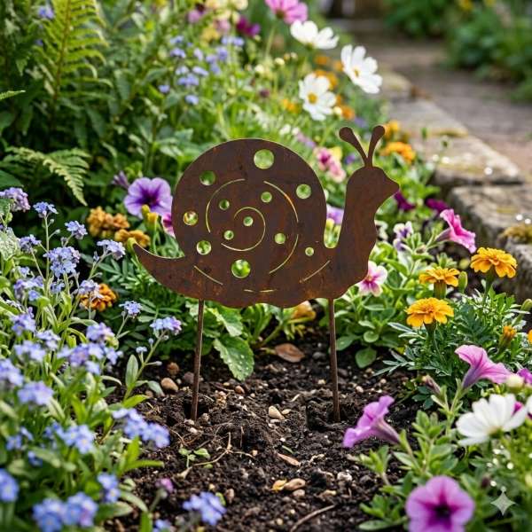 Liebenswerter Beetstecker Schnecke ca. 22 cm - Gartendekoration